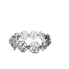 Rhodiumarmband mit Diamant-Rosengliedern aus 18 Karat Gold