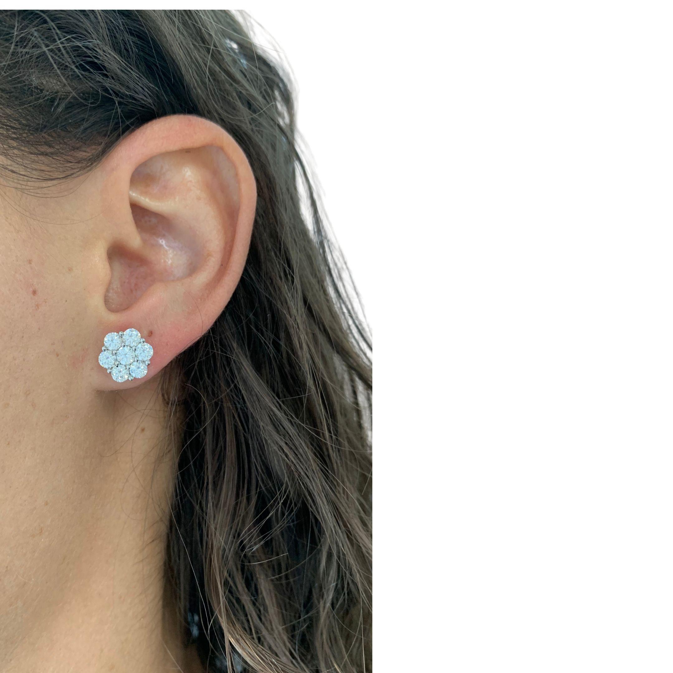 Contemporary Diamond Rose Shaped Stud Earrings