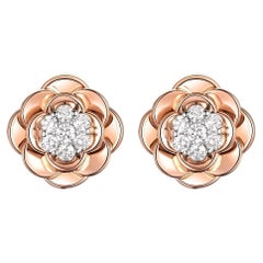 Diamant-Rosen-Ohrstecker aus 18 Karat Roségold und Weißgold