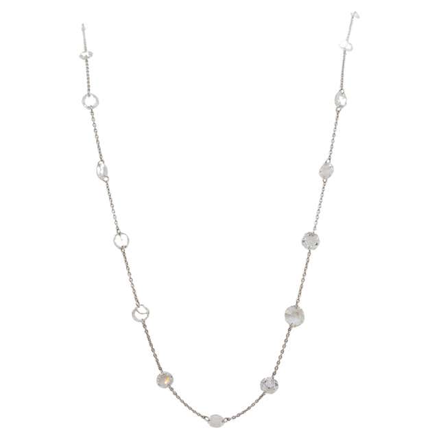 Rosecut Diamond Chain Necklace in 18k White Gold For Sale at 1stDibs