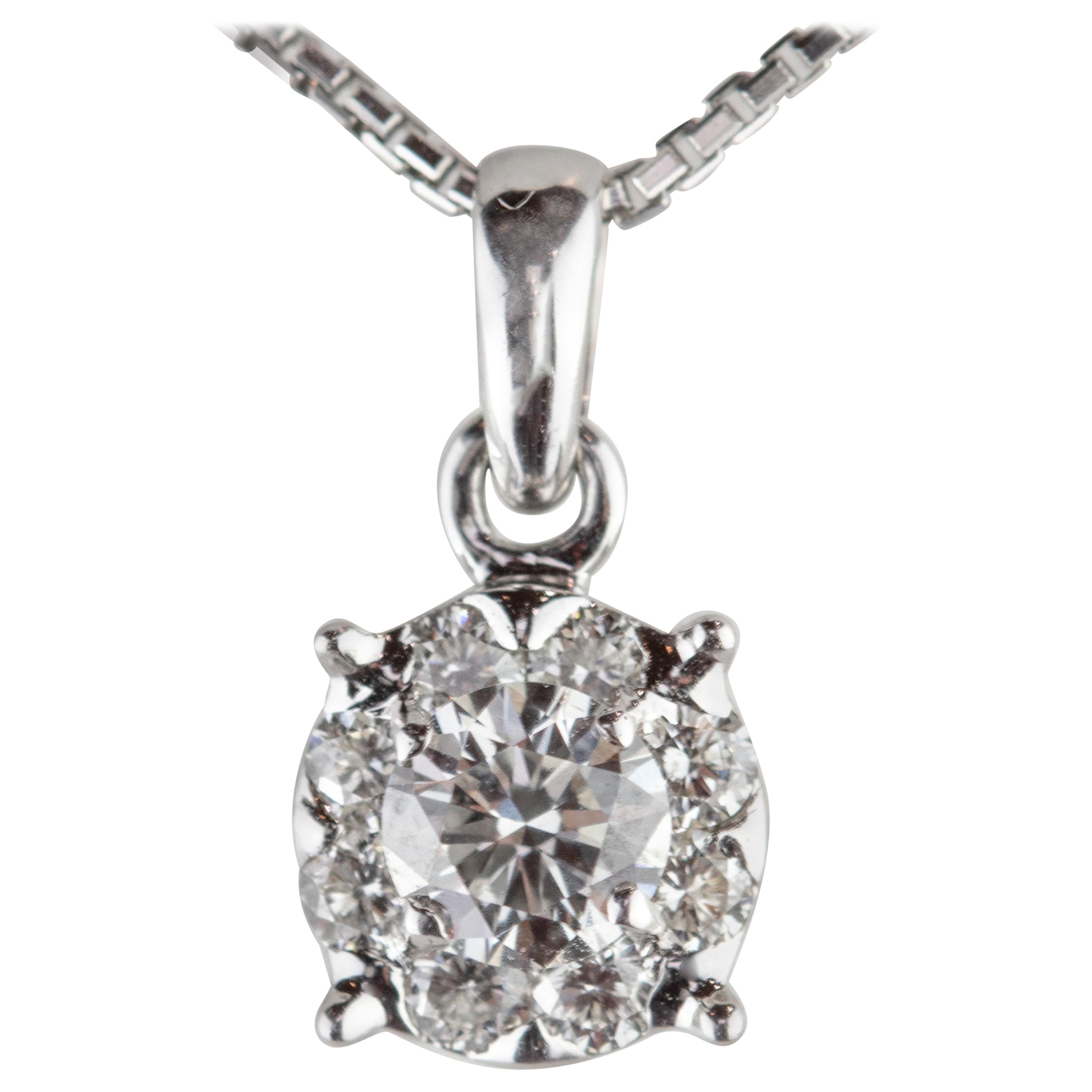 .18 Carat Round Brilliant Diamond Movado Pendant Necklace, 18 Karat ...