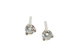 Diamond Round Brilliant Cut Stud Earrings .18ct 14K Gold 1/5 Carat Mined
