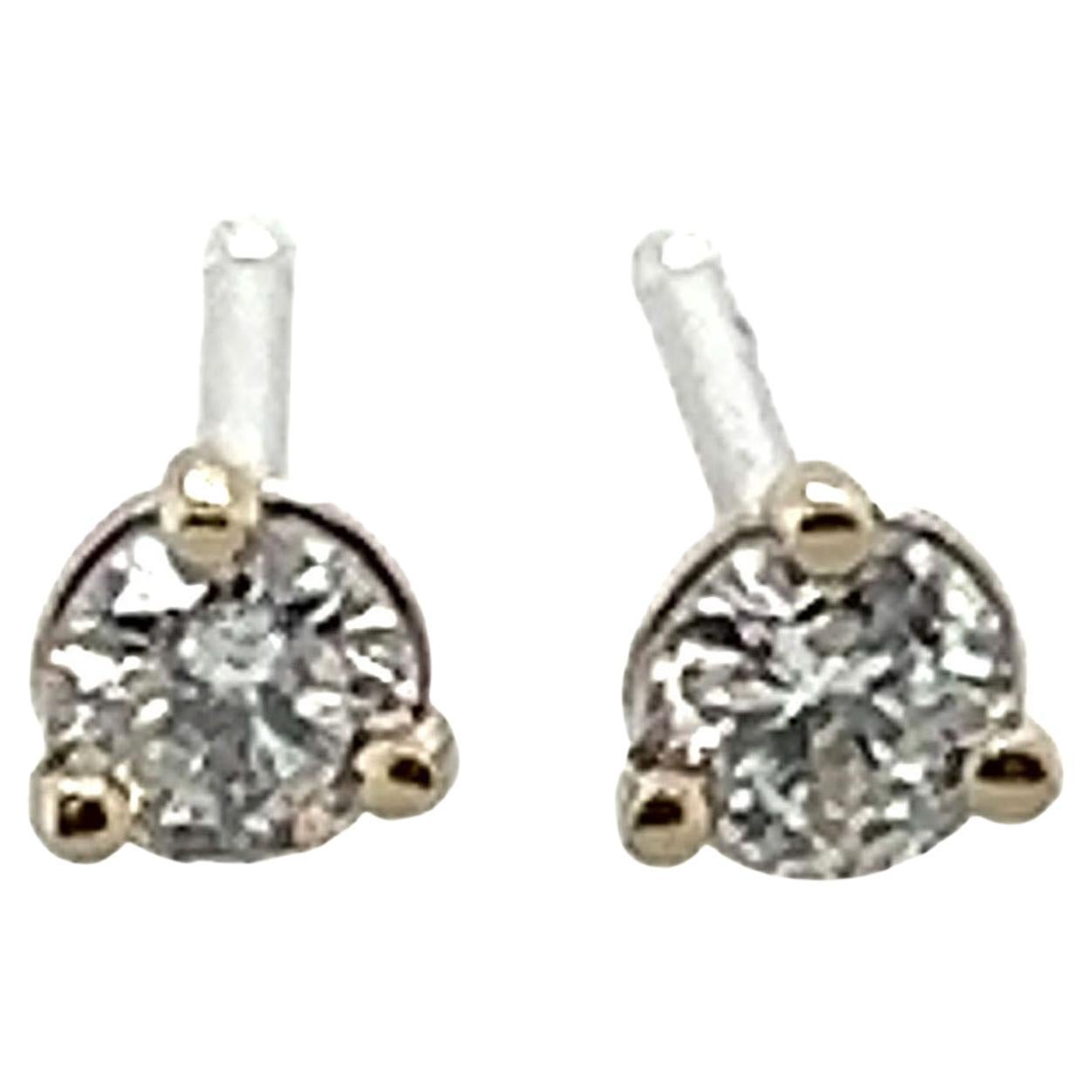Orecchini con diamante taglio Brilliante rotondo in oro 14K da 1/5 di carato estratto