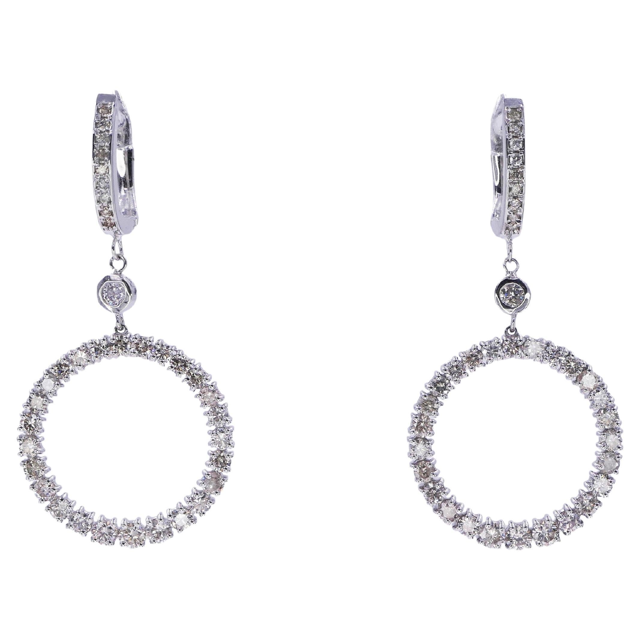 1.30 Carat Round Natural Diamond Huggie Earrings 14 Karat Bead Set For ...