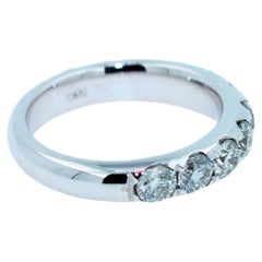 Diamond Round Classic Chunky Eternity Half Way Wedding Band 18k White Gold Ring