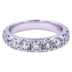 Bague en or blanc 18K avec diamants ronds Classique Chunky Eternity Half Way Wedding Band