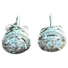 Diamond Round Cluster Pave Set Halo Set 14K White Gold Stud Earrings