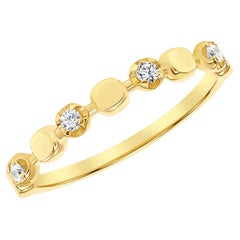 Anello impilabile con diamante taglio rotondo in oro giallo 14K