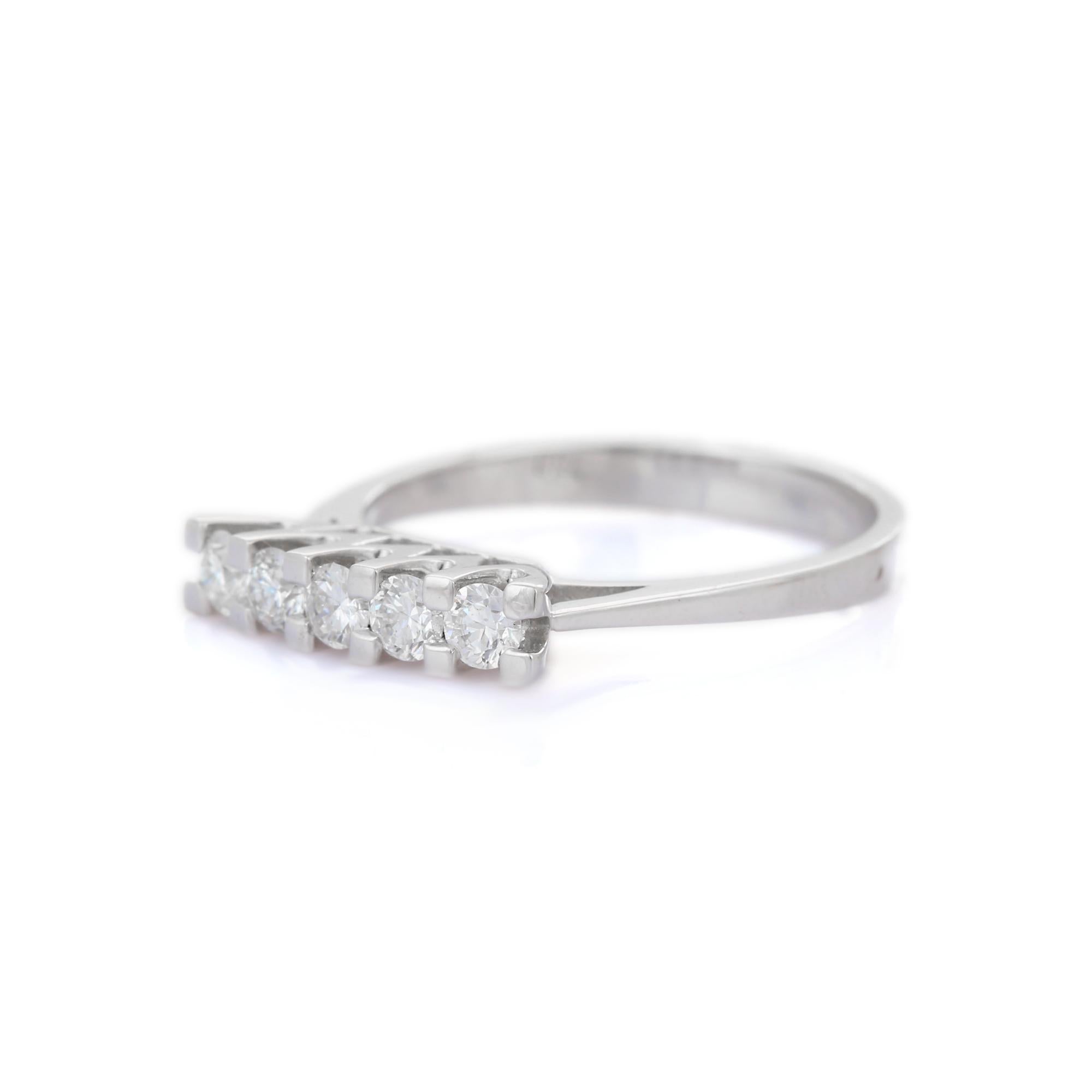 For Sale:  Diamond Round Cut Engagement Ring in 18K White Gold 3