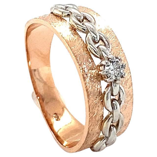 Diamond Round Cut Rose Gold Band For Sale