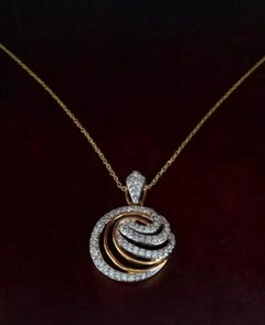 Diamond Round Designer Pendant Necklace in 14k Solid Gold