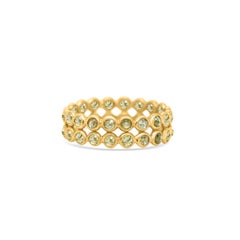 Diamond Round Double Line Ring In 18K Yellow Gold