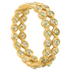 Bague double ligne ronde en or jaune 18 carats avec diamants