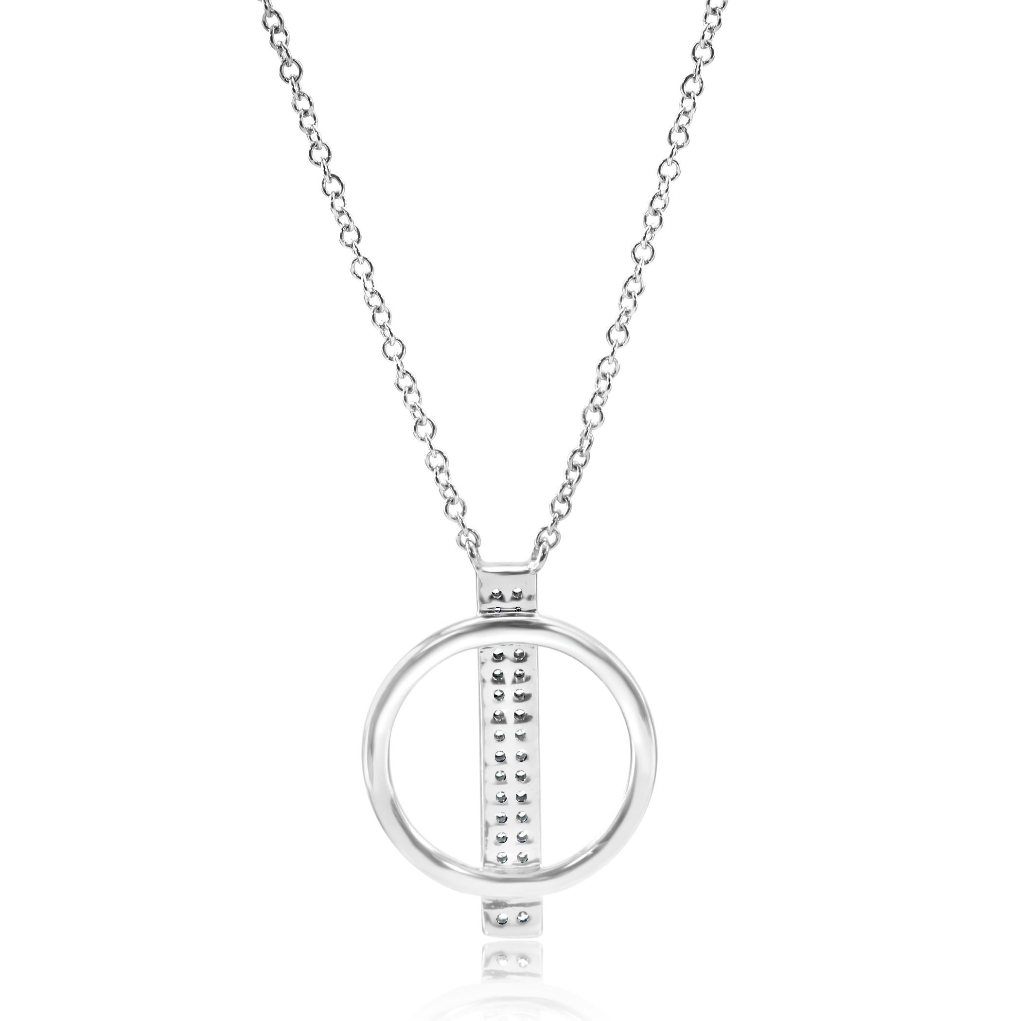 Round Cut Diamond Round Fashion Drop Pendant in 14K White Gold Stackable Necklace