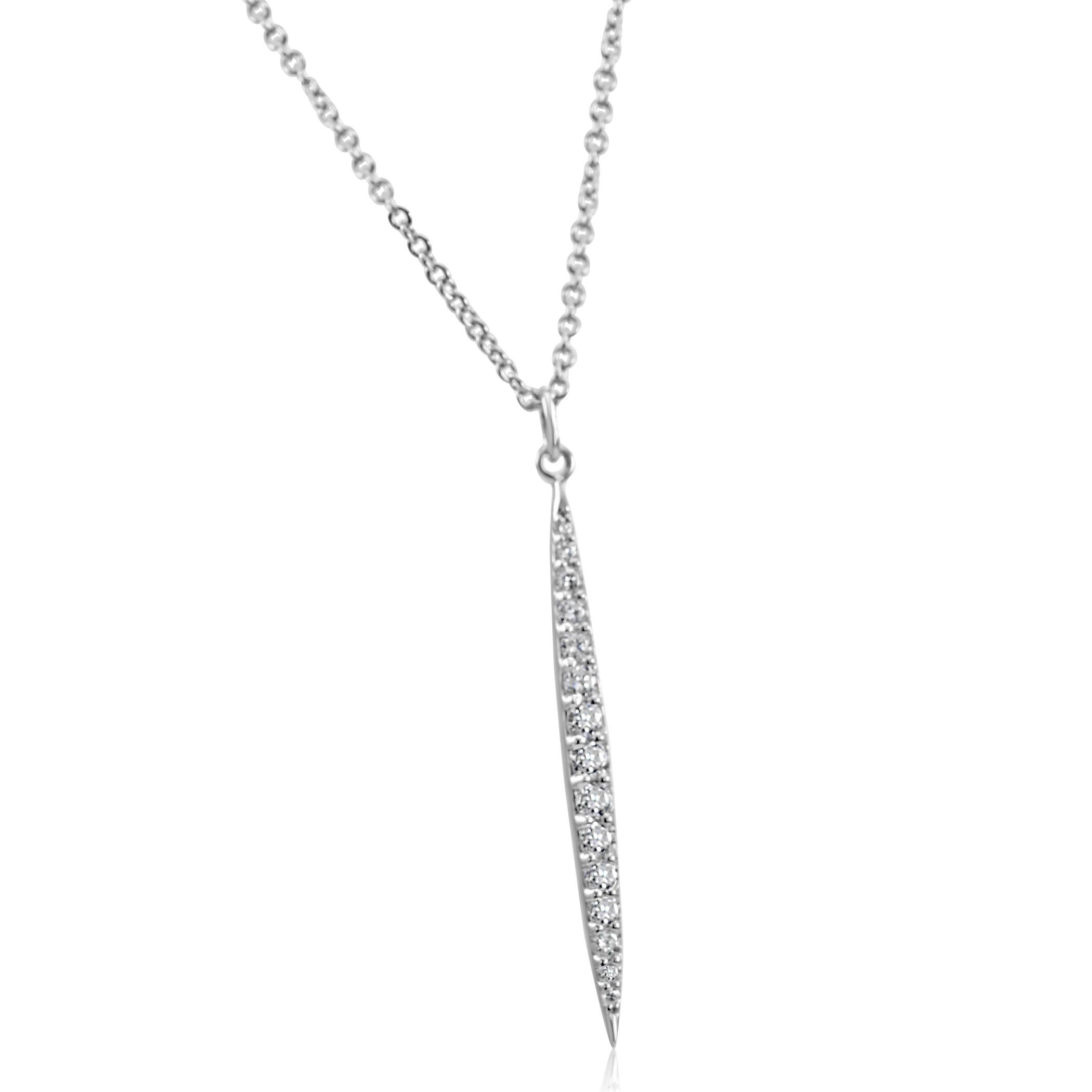 Round Cut Diamond Round Fashion Drop Pendant in 14K White Gold Stackable Necklace