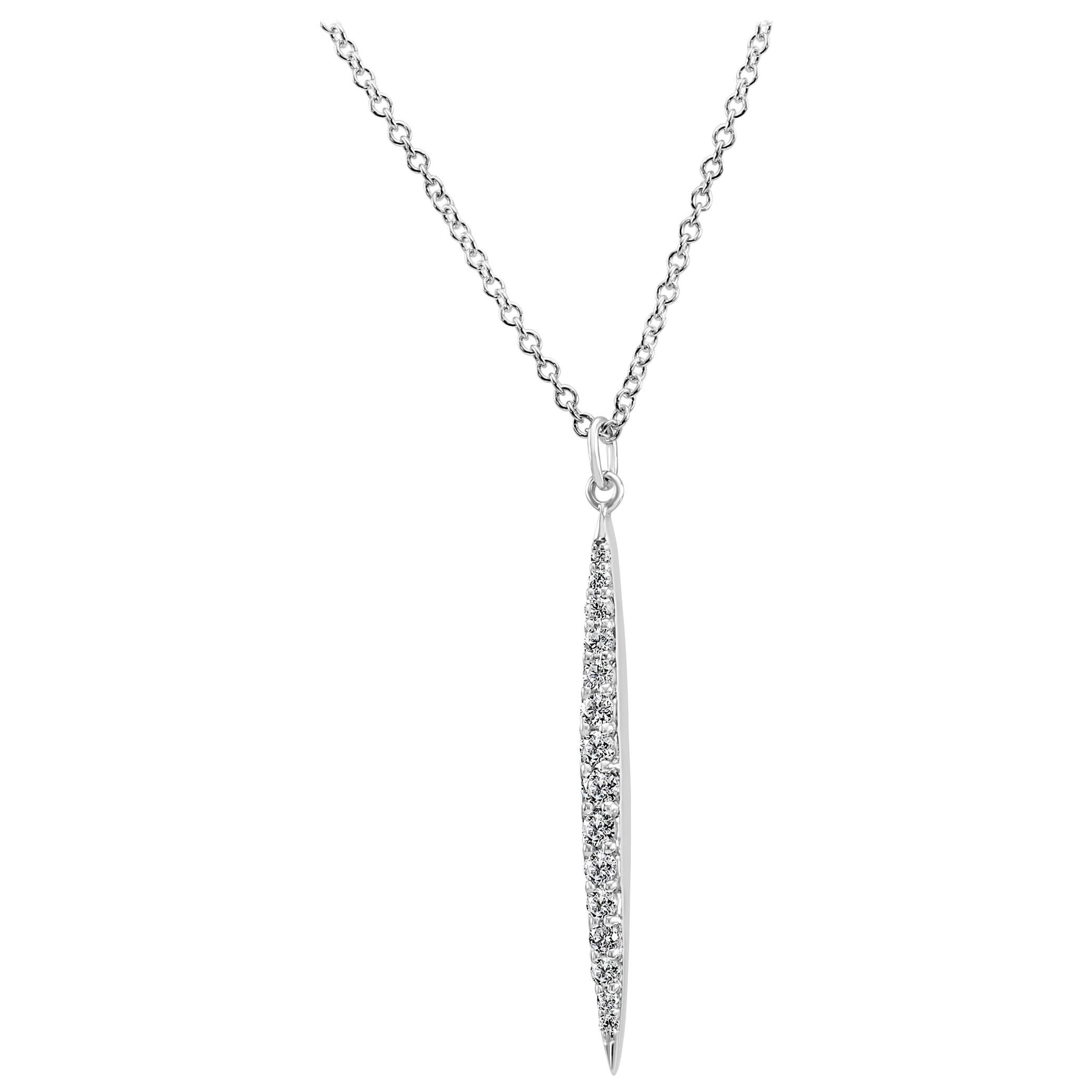 Diamond Round Fashion Drop Pendant in 14K White Gold Stackable Necklace