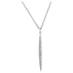 Diamond Round Fashion Drop Pendant in 14K White Gold Stackable Necklace