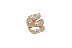 Diamond Round Flush Bezel Set Chunky Statement Cocktail 18 Karat Rose Gold Ring