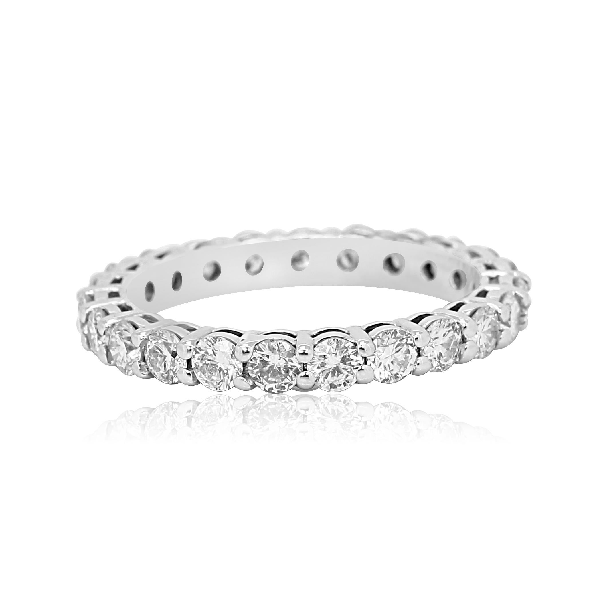 Gorgeous White G-H Color SI Clarity Diamond Round  1.75 Carat in 14K White Gold  Eternity Bridal Wedding Stackable Cocktail Fashion Band Ring

MADE IN USA
Total Diamond Weight 1,75 Carat

Style can be customized or custom made as per your