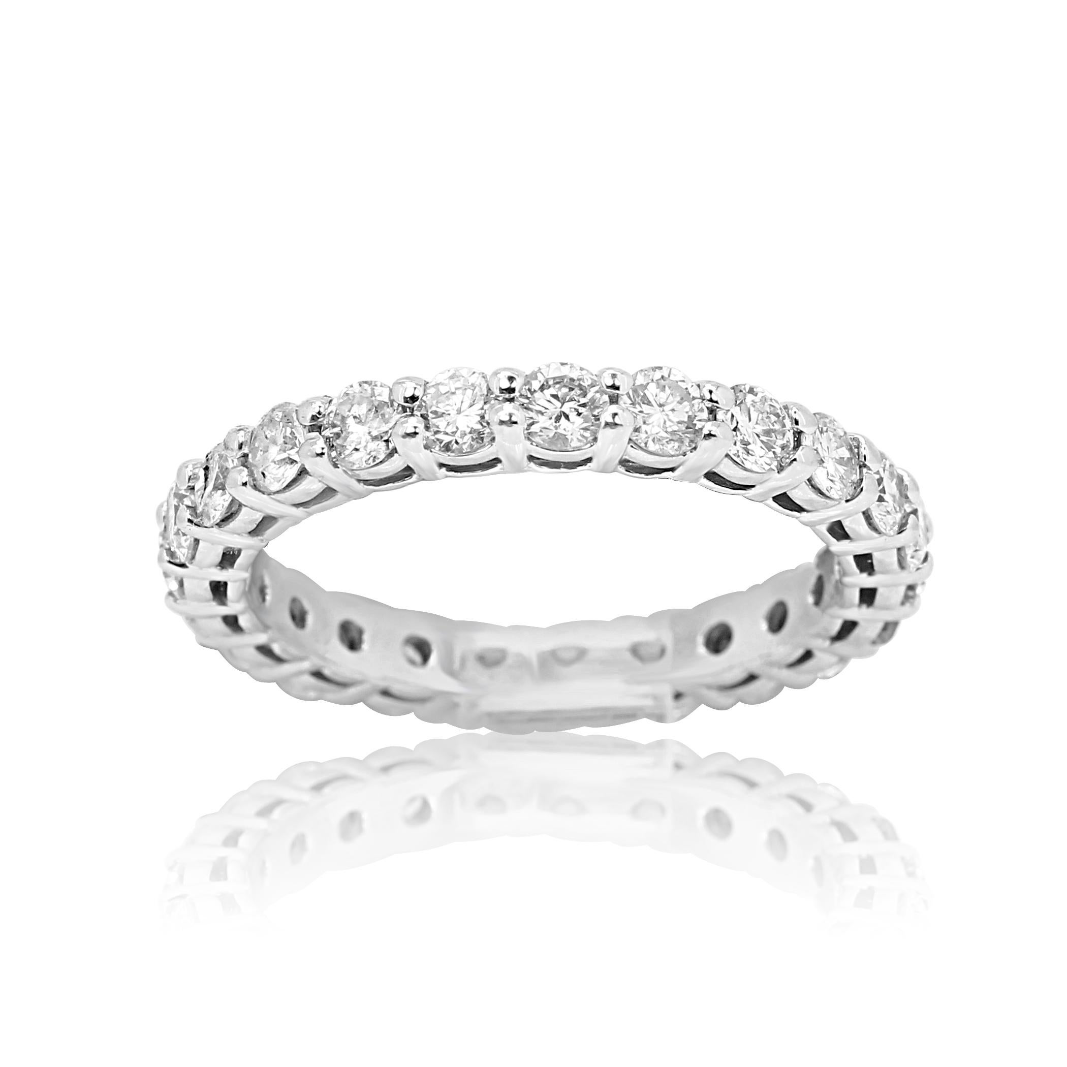 Modern Diamond Round Gold Eternity Bridal Wedding Stackable Cocktail Fashion Band Ring