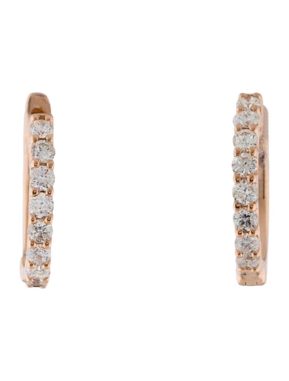 Contemporary Diamond Round Hoop Earrings 18k Rose Gold 2/5ct TDW Gifts for Her For Sale