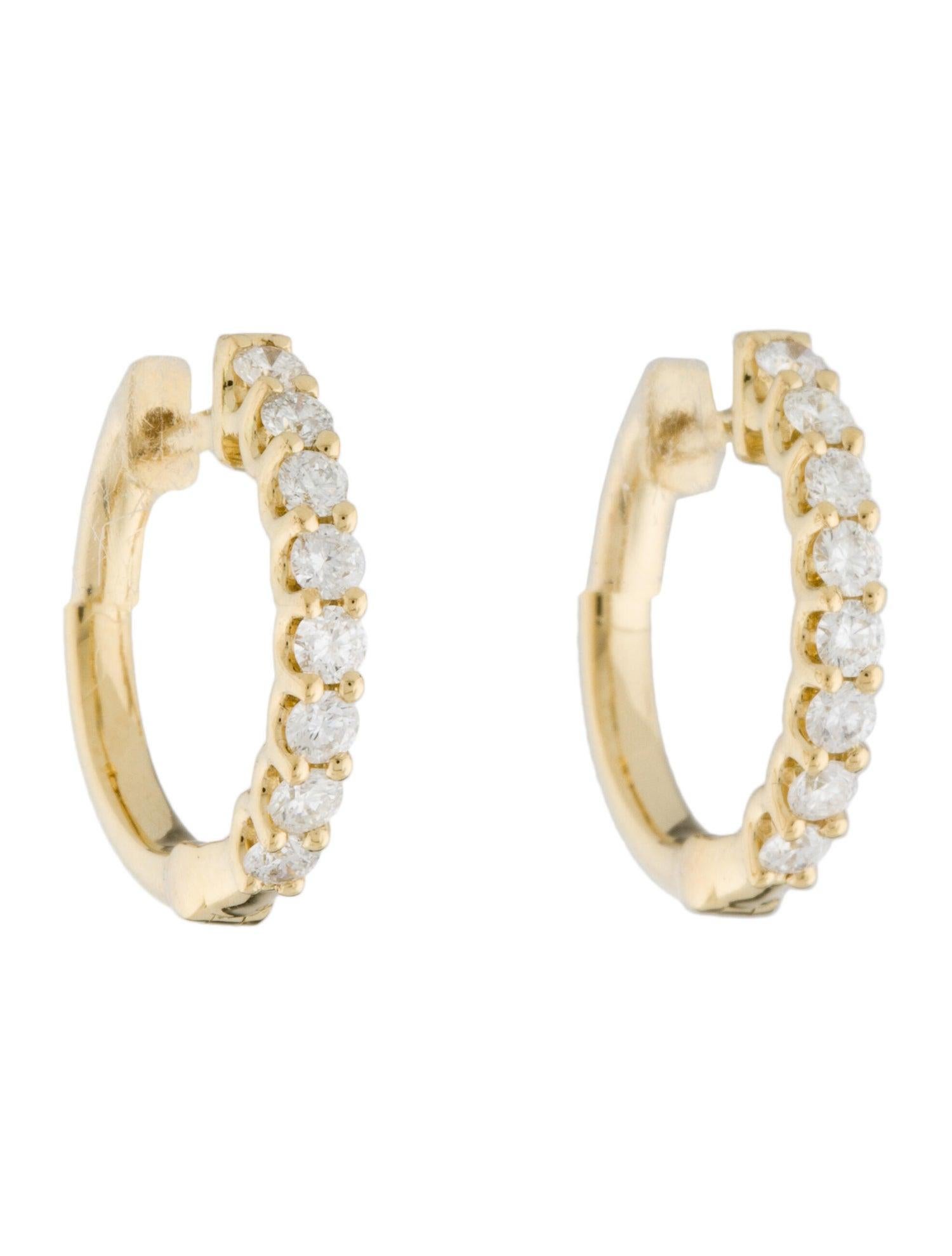 Diamond Round Hoop Earrings 18k Yellow Gold 2/5ct TDW Gifts for Her In New Condition For Sale In Great neck, NY