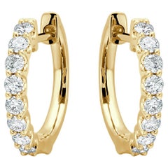 Diamond Round Hoop Earrings 18k Yellow Gold 2/5ct TDW Gifts for Her