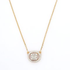 Everyday Diamond Round Pendant in 18k Solid Yellow Gold
