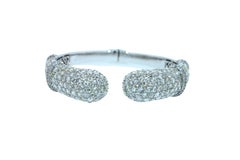 Diamond Round Shape Brilliant Cut Pave Set Lux 18K White Gold Bangle Bracelet
