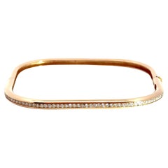 Bracelet jonc rectangulaire arrondi en or rose 18 carats avec diamants