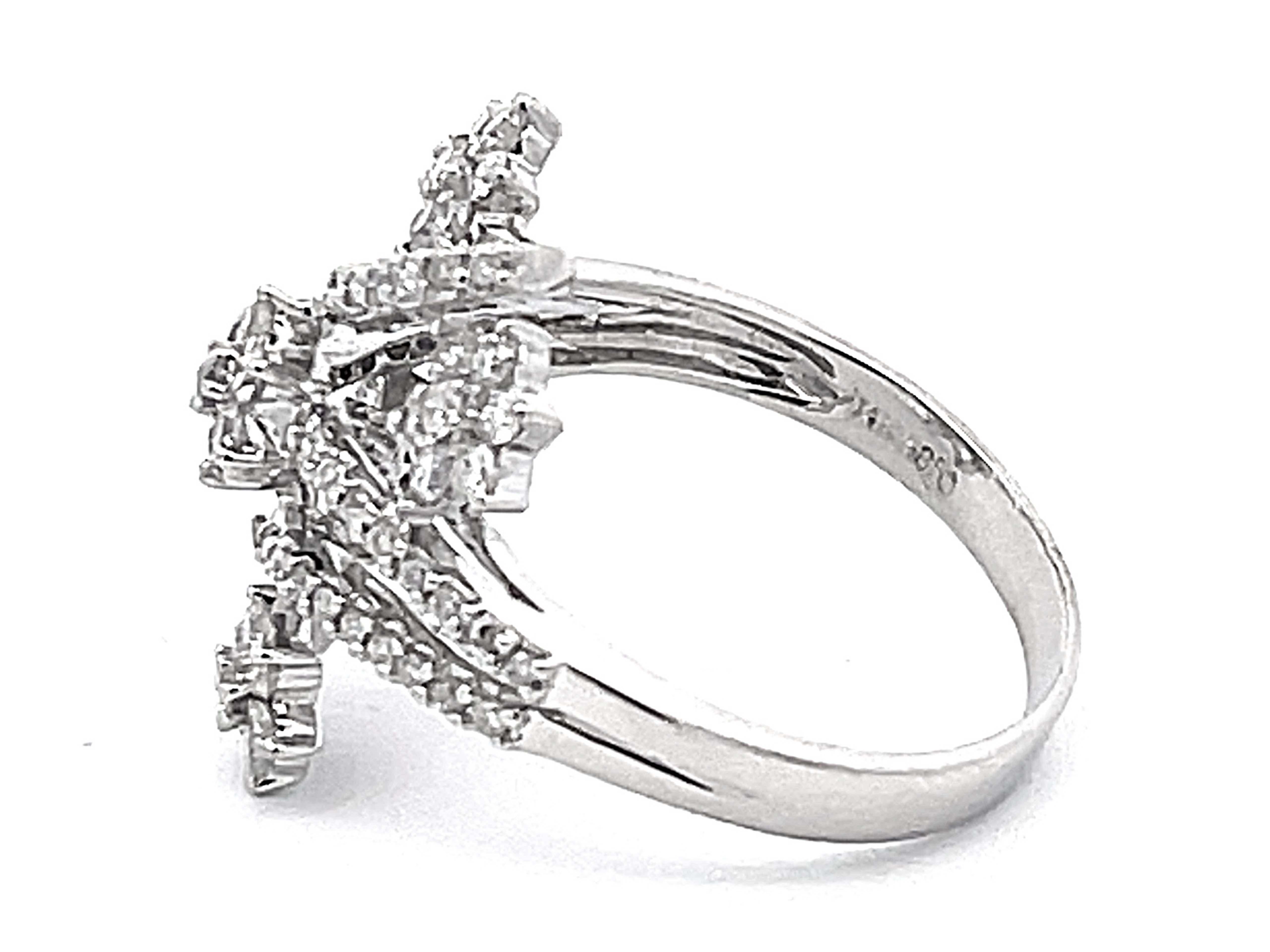 da uomo o donna Anello largo The Row e Fiore di Diamante in oro bianco 14k in vendita
