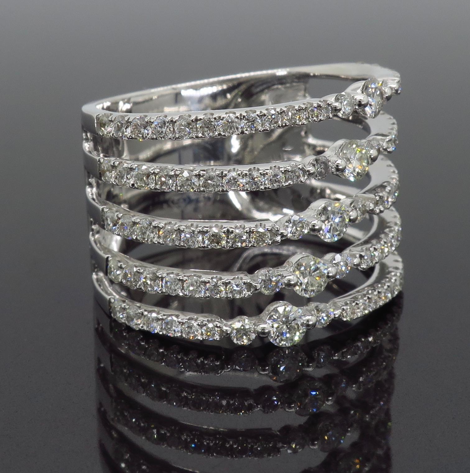 Diamond Row Fashion Ring in 18 Karat White Gold 6