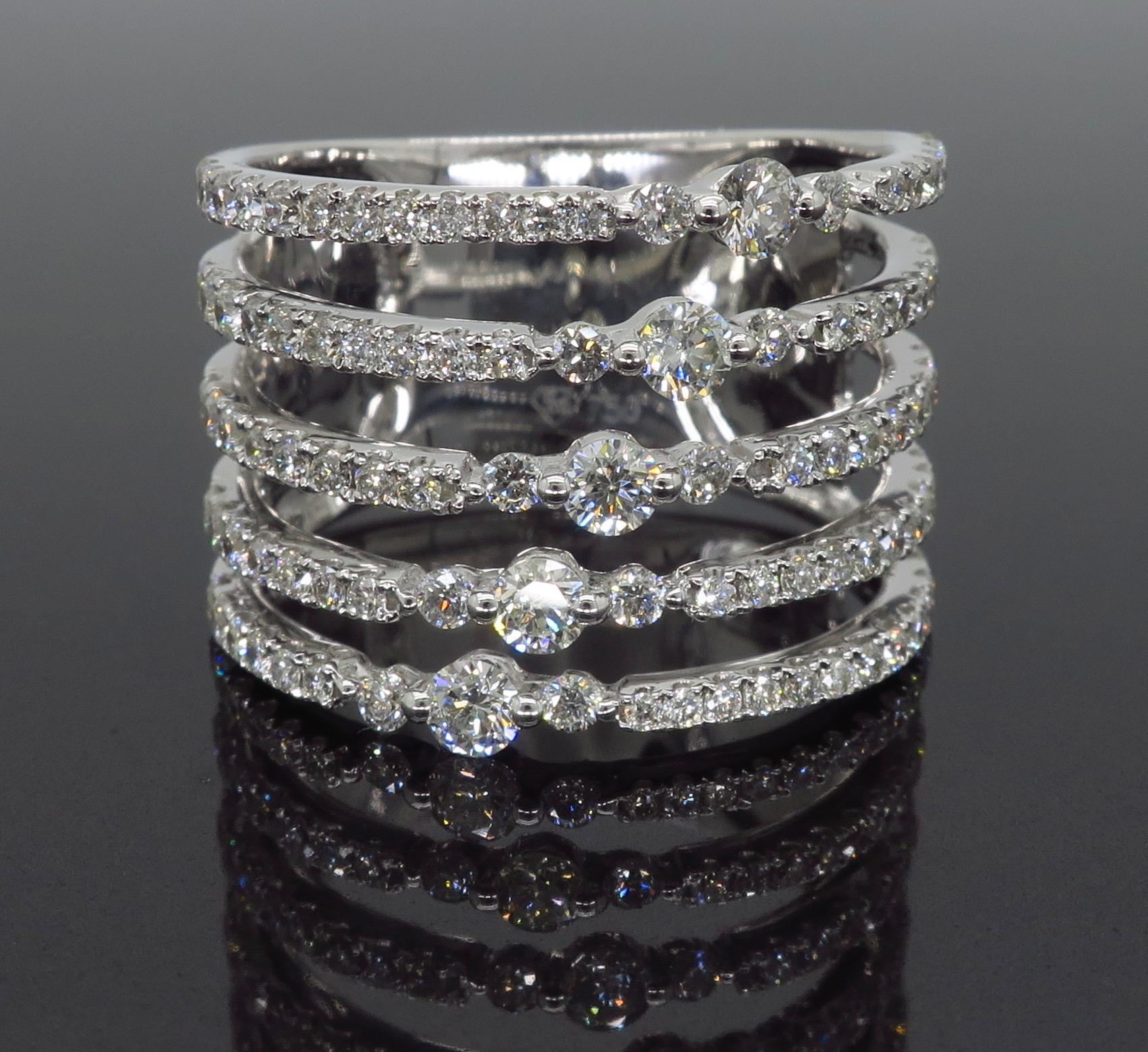 Diamond Row Fashion Ring in 18 Karat White Gold 1