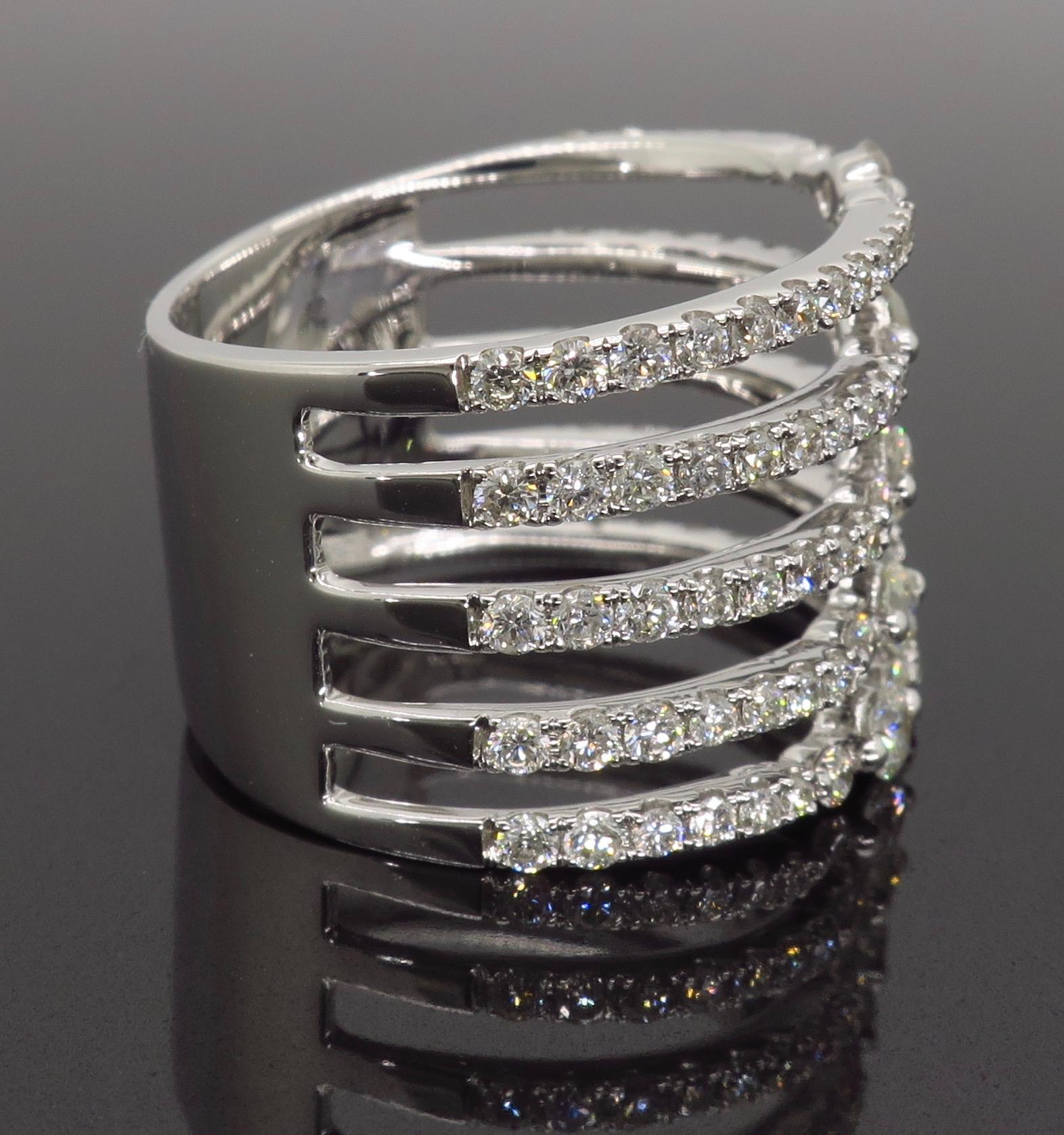 Diamond Row Fashion Ring in 18 Karat White Gold 5