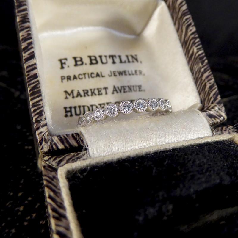 Women's Diamond Rub Over Collar Set White Gold Half Eternity Ring