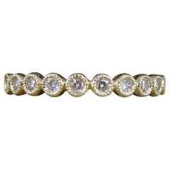 Diamond Rub Over Collar Set Yellow Gold Half Eternity Ring