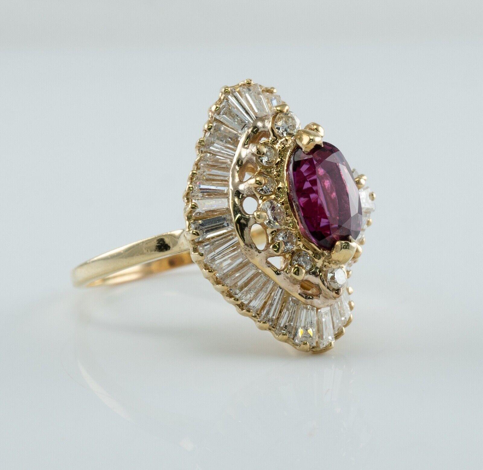 Diamant Rubellit Rosa Turmalin Ring Vintage 14K Gold Ballerina Statement (Zeitgenössisch) im Angebot