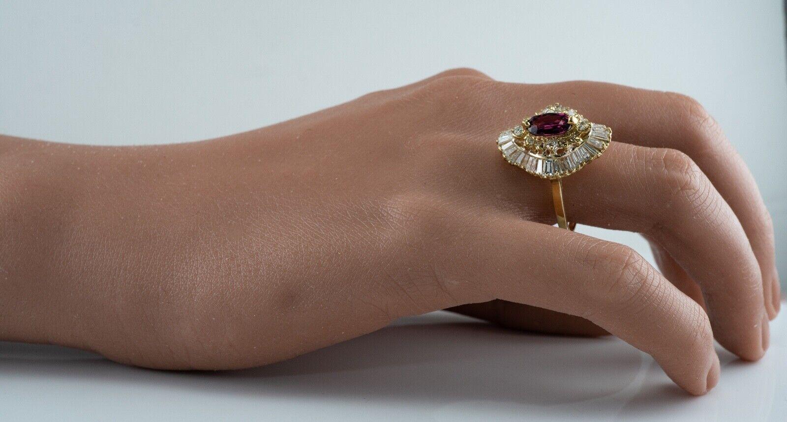 Diamant Rubellit Rosa Turmalin Ring Vintage 14K Gold Ballerina Statement im Angebot 1