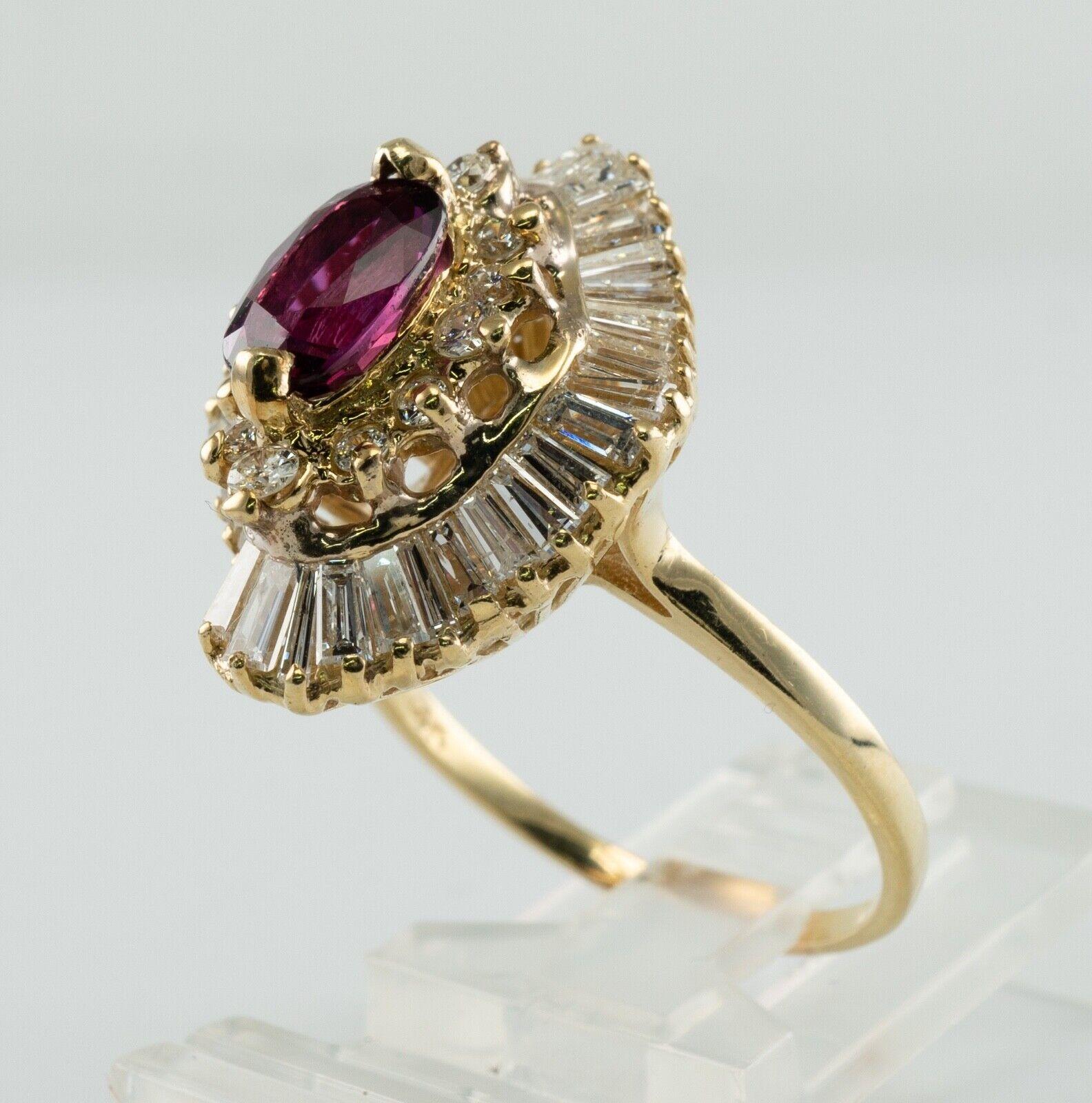 Diamant Rubellit Rosa Turmalin Ring Vintage 14K Gold Ballerina Statement im Angebot 2