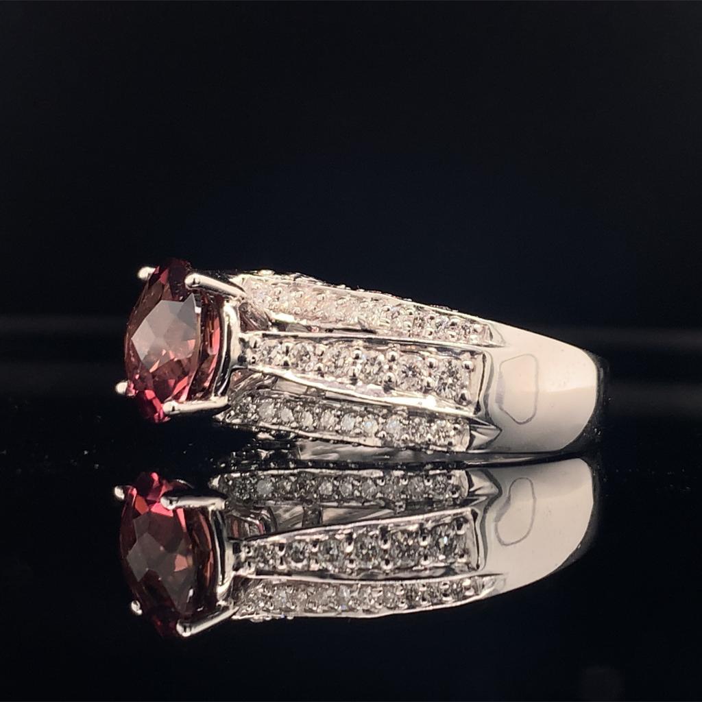 Women's Diamond Tourmaline Rubellite Ring 7.25 14k Gold 3.65 Carat Women Certified For Sale