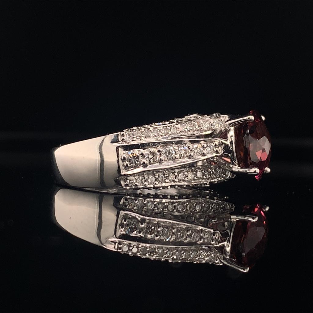 Diamond Tourmaline Rubellite Ring 7.25 14k Gold 3.65 Carat Women Certified For Sale 3