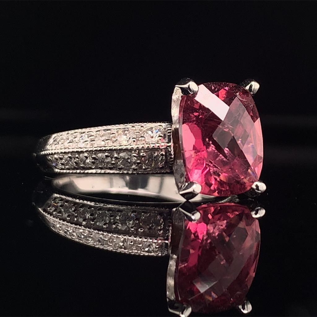 Diamant-Turmalin-Rubellit-Ring 6,75 14k Gold 4,10 TCW für Damen zertifiziert im Angebot 9