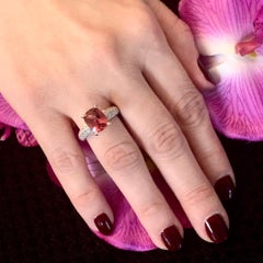Diamond Tourmaline Rubellite Ring 6.75 14k Gold 4.10 TCW Women Certified