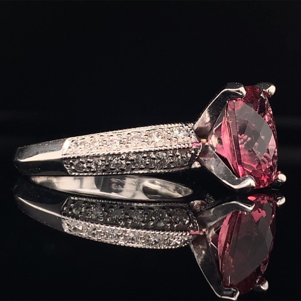 Diamant-Turmalin-Rubellit-Ring 6,75 14k Gold 4,10 TCW für Damen zertifiziert im Angebot 1