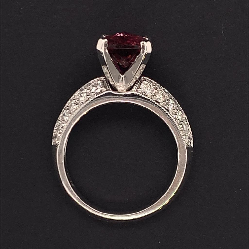 Diamant-Turmalin-Rubellit-Ring 6,75 14k Gold 4,10 TCW für Damen zertifiziert im Angebot 3