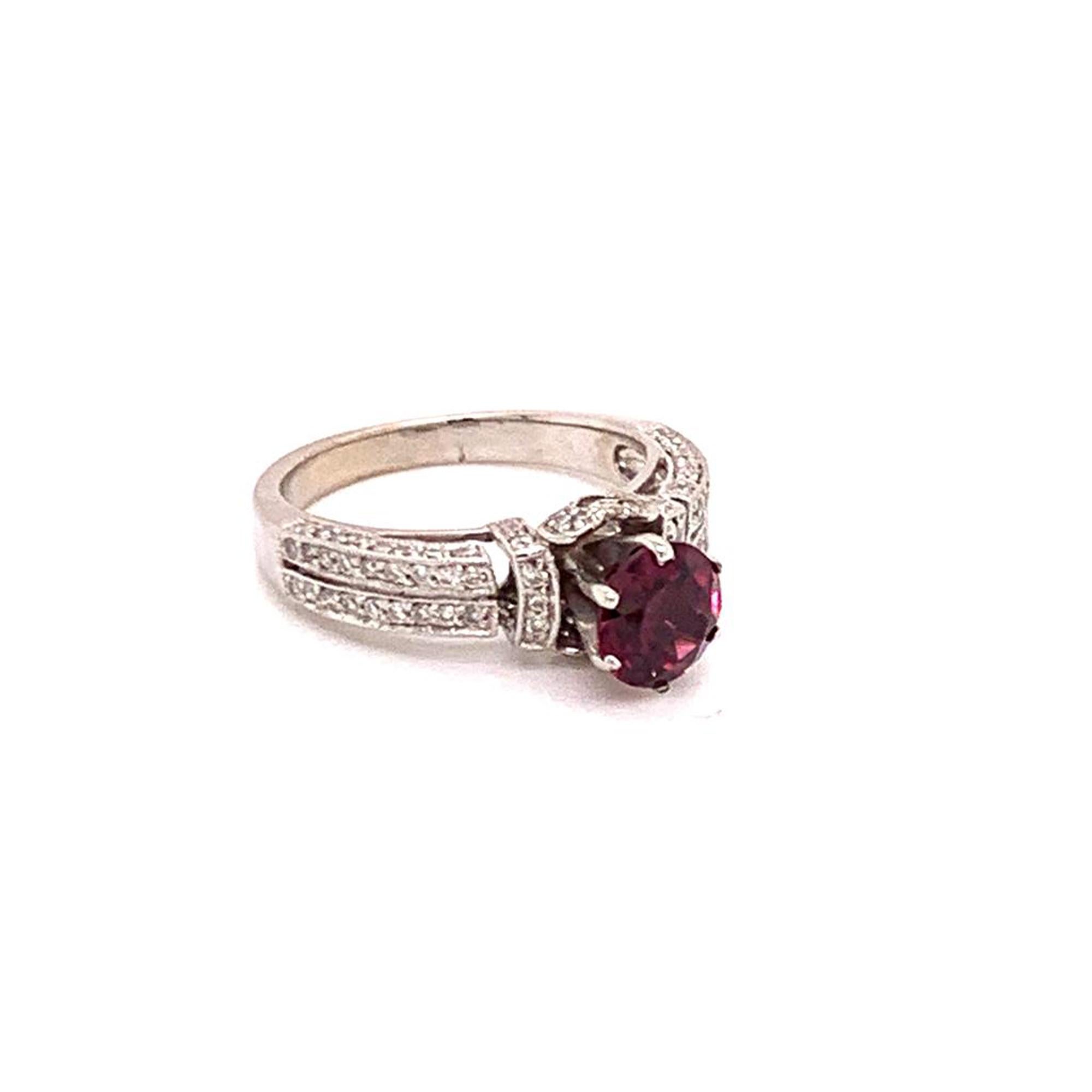 Diamond Tourmaline Rubellite Ring 4.5 14k Gold 1.38 TCW Women Certified For Sale 4