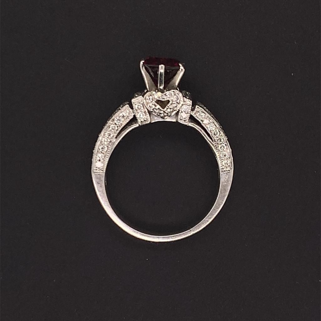 Diamond Tourmaline Rubellite Ring 4.5 14k Gold 1.38 TCW Women Certified For Sale 6