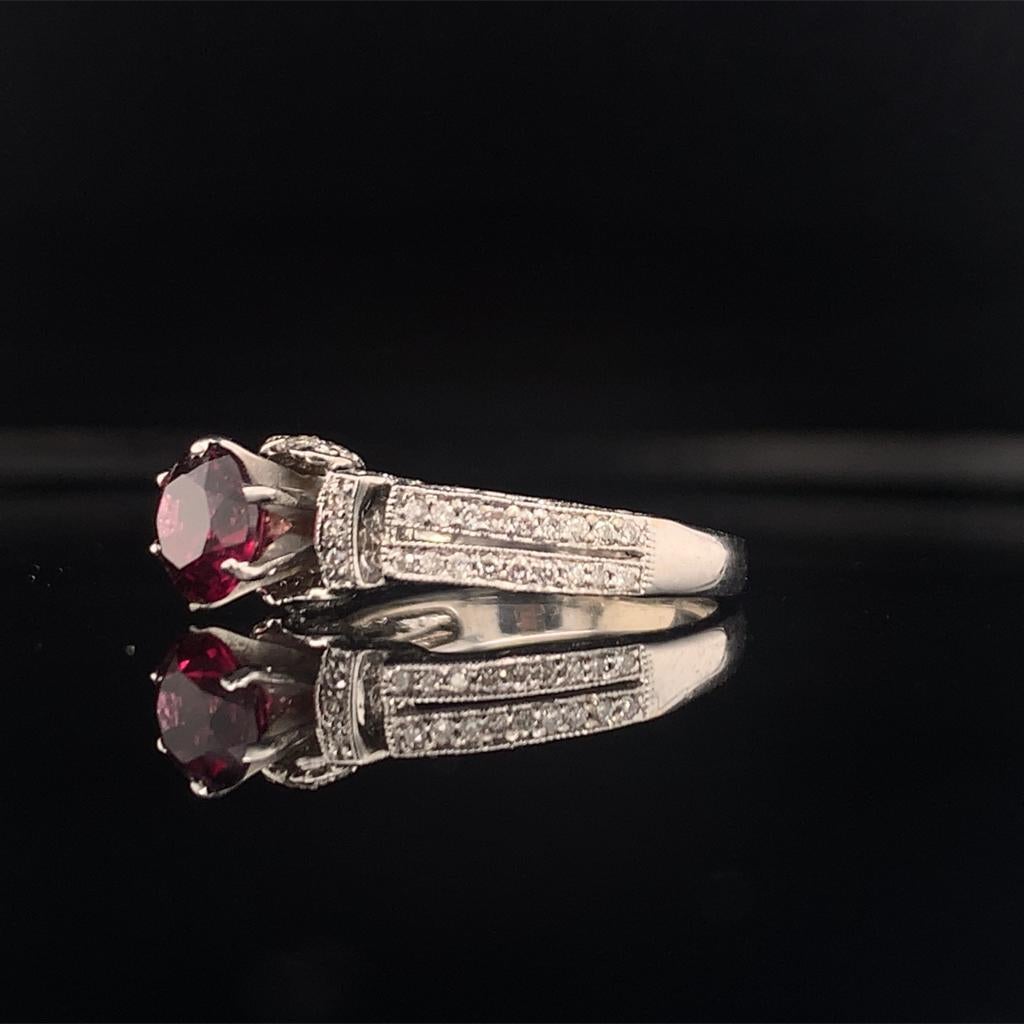 Modern Diamond Tourmaline Rubellite Ring 4.5 14k Gold 1.38 TCW Women Certified For Sale