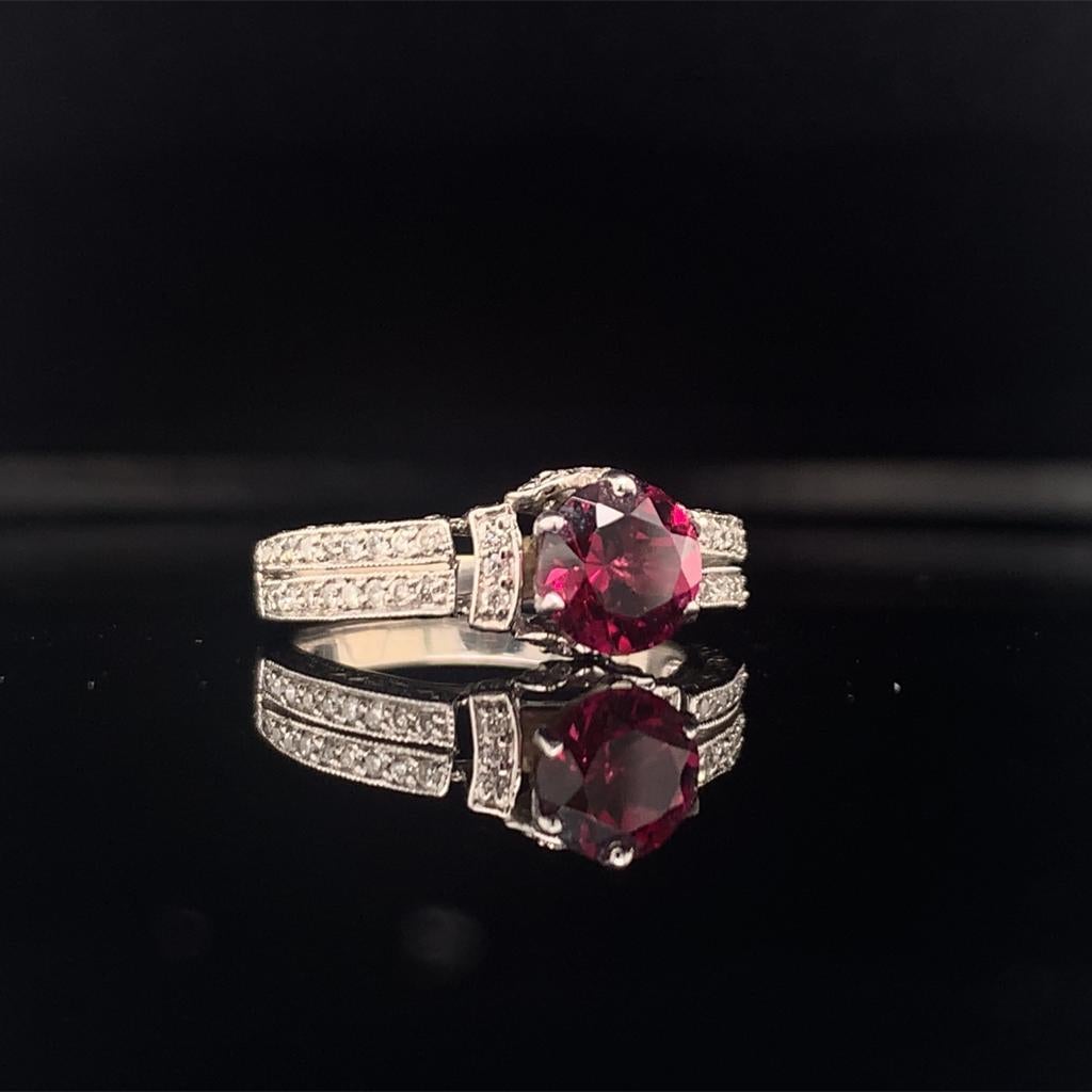 Diamond Tourmaline Rubellite Ring 4.5 14k Gold 1.38 TCW Women Certified In New Condition For Sale In Brooklyn, NY