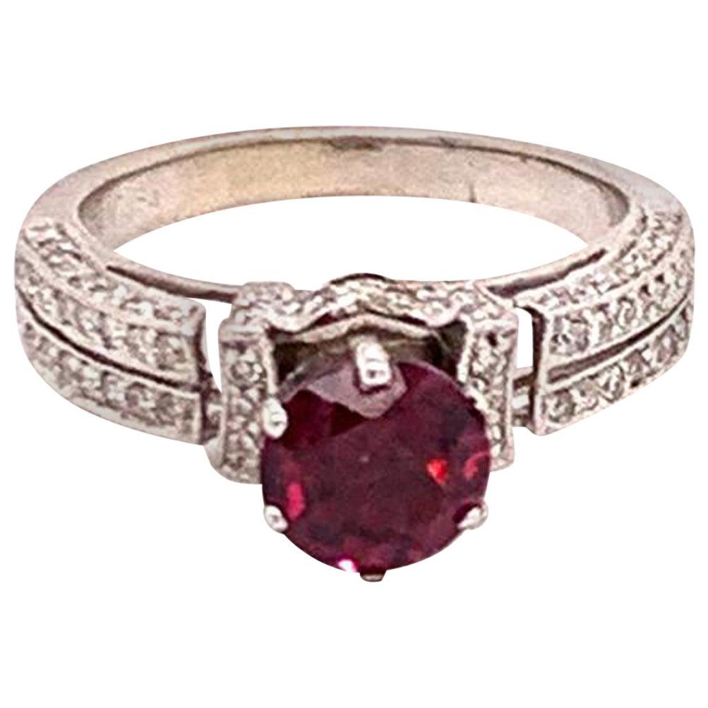 Diamant-Turmalin-Rubellit-Ring 4,5 14k Gold 1,38 TCW für Damen zertifiziert